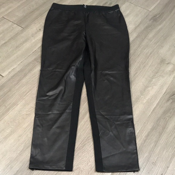 Jason Wu Black Vegan Leather Front Skinny Pull-On Ankle Pants size S - Picture 1 of 7
